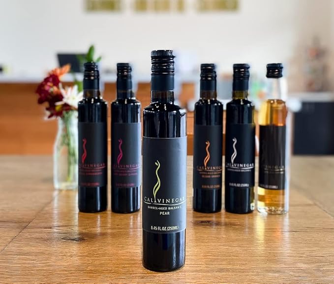 Calivirgin Balsamic Vinegar - Pear Flavored Traditional Balsamic Vinegar - Thick, Velvety, Authentic Italian Balsamic Vinegar - Gourmet Vinegar - Barrel Aged Balsamic Vinegar Bottle - 250ml