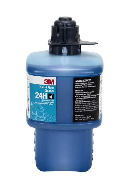 3M 3-in-1 Floor Cleaner Concentrate 24H, Gray Cap, 2 Liter