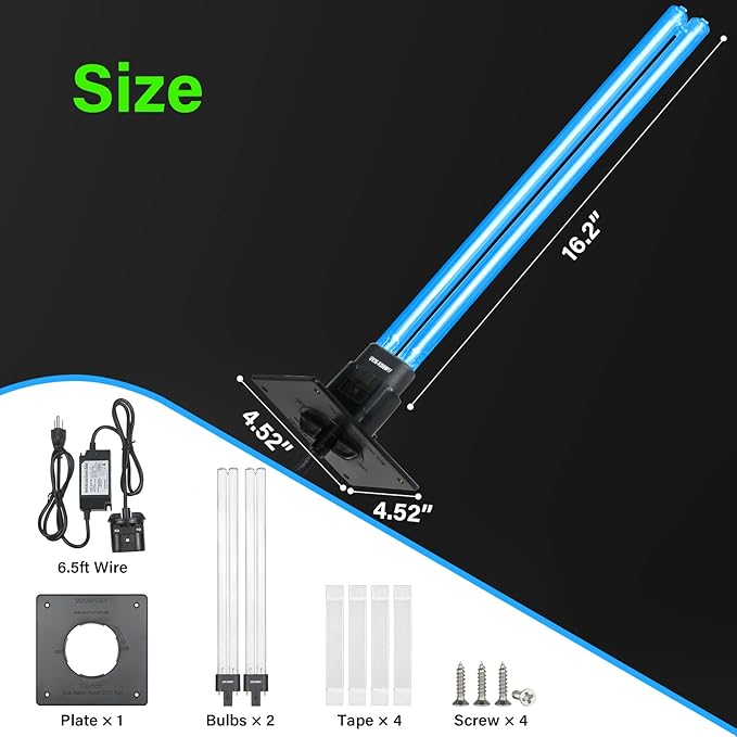 COOSPIDER 36W HVAC UV Light Sanitizer, Air Purifier for Whole House, UVC Light in Duct for AC Duct, Germicidal Lamp with 1 Spare Bulb, 253.7nm Wavelength Ozone Free 110V (CTUV-D36)