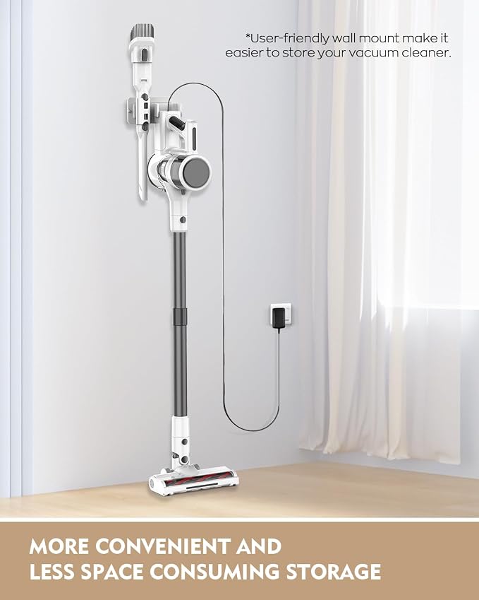 Comvtu Cordless Vacuums, 80,000PRM Powerful Motor Vacuum Cleaner and 2200mAH Rechargeable Battery up to 35 Mins Worktime, 2 Adjustable Modes, Detachable Parts, Wireless Stick Vacuum (Icicle White)