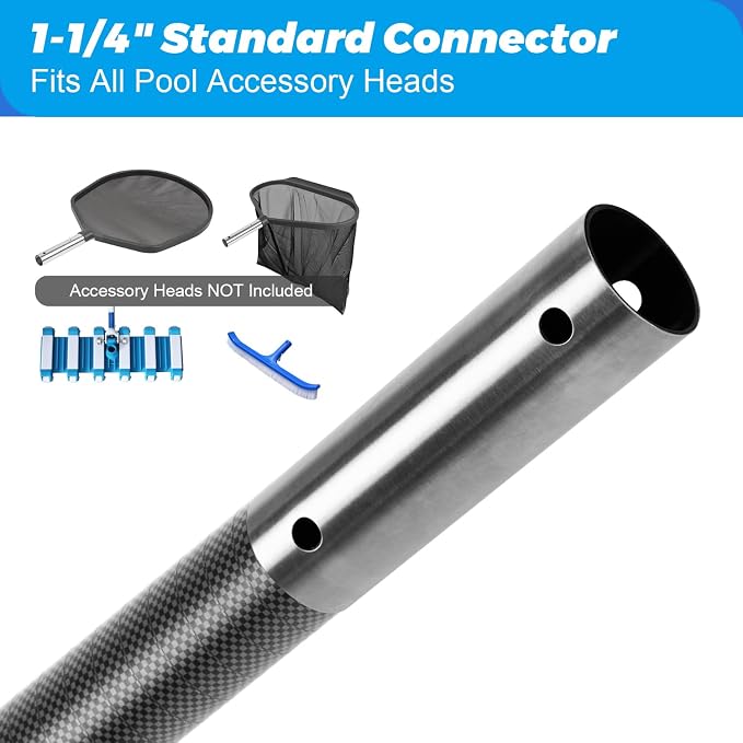 Carbon Fiber 12FT Adjustable Telescopic Pool Pole with Quick-Release Lock - Compatible with Skimmer Nets, Brushes & Vacuums