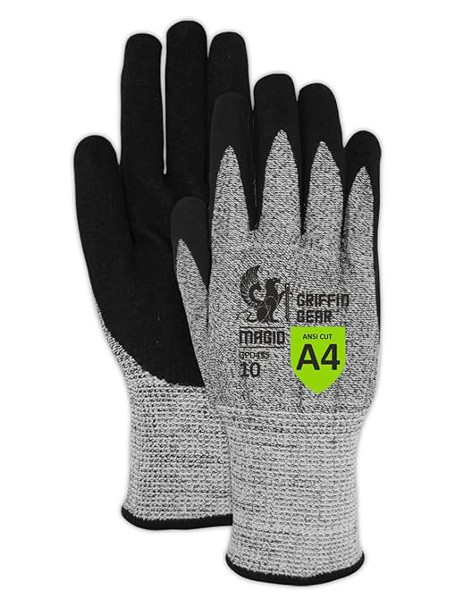 MAGID Griffin Gear ANSI A4 Liquid Repellent Nitrile Work Gloves , 144 Pairs, Size 12/3XL, GPD455
