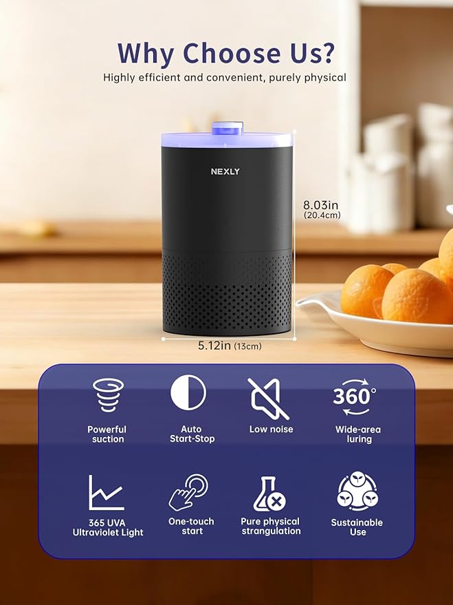 NEXLY MK029 Bug Zapper Trap Indoor in Home Mosquito Zapper Mosquito Killer Fruit Fly Traps Flying Insects Zappers Gnats House Energy Conservation UVA Zapper for Bedroom Livingroom Kitchen Basement
