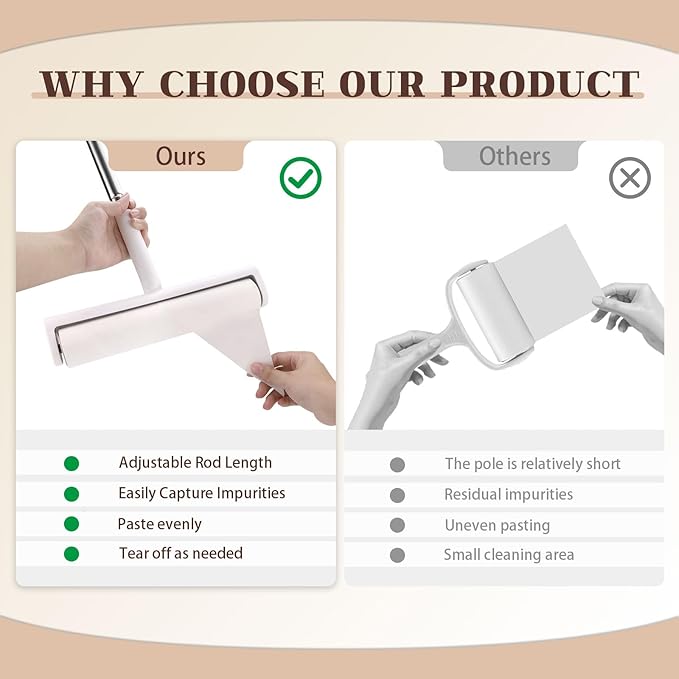 LELE LIFE 3 Pack 180 Sheets Lint Roller Refills, 9.45"/ 24cm Wide Extra Sticky Giant Pet Dog Cat Hair Remover for Floor Carpet Couch Clothes (3 Refills/ 180 Sheets)