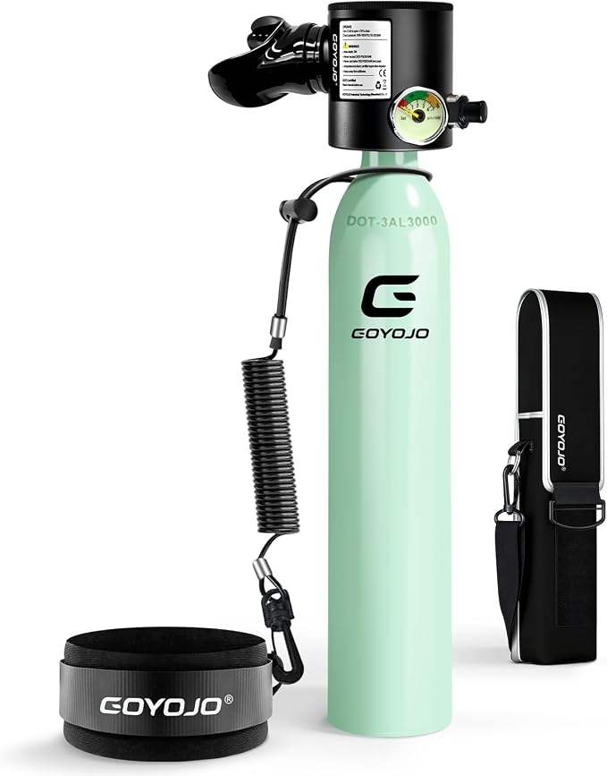 GOYOJO Mini Scuba Tank, Portable Diving Lung Air Tank with DOT Certified, Refillable Emergency Backup Pony Bottle for Snorkeling, Underwater Breathing, Training