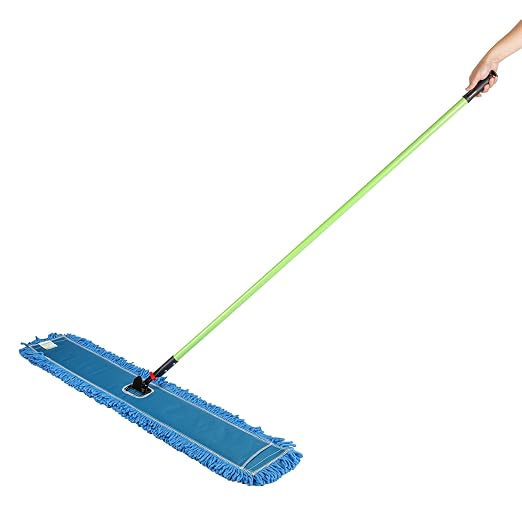 Restaurantware-Clean Tek Professional 48.03 x 5 Inch Dry Floor Mop, 1 Reusable Dust Mop - 64-Inch Handle, Secure Attachment, Blue Microfiber, Machine Washable, for Floor, Cleaning Home Or Office