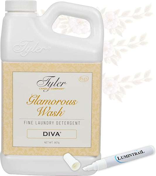 Tyler Glamorous Wash DIVA Fine Laundry Detergent with Stain Remover Pen - DIVA Liquid Detergent Designed for Clothing - Hand and Machine Washable - 32oz (DIVA)