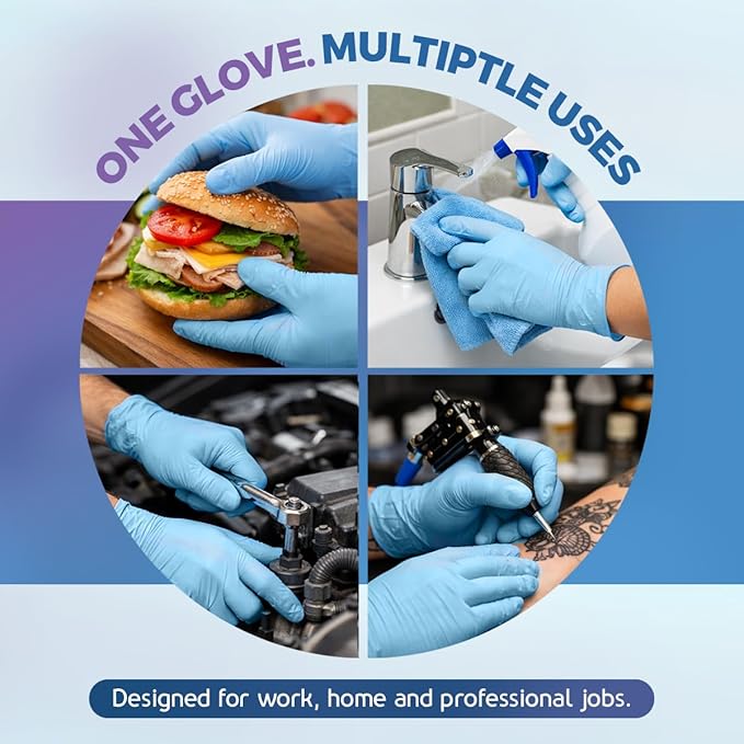 PureLife Medical Gloves Disposable Latex free- Blue Nitrile Gloves