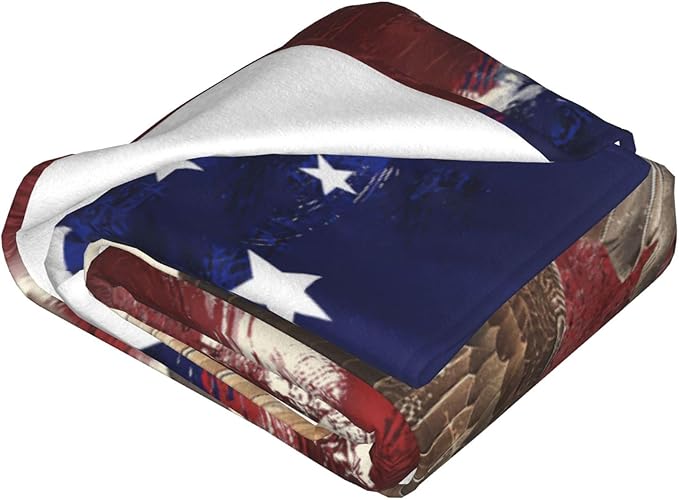 American Eagle Flag Blanket Gifts Bald Eagle Decor Throw Blanket Comfy Plush Flannel Fleece Warm Soft Fluffy Fuzzy Lightweight Blanket for Girls Boys Women Men Teens for Bed Sofa Couch 60"X80"