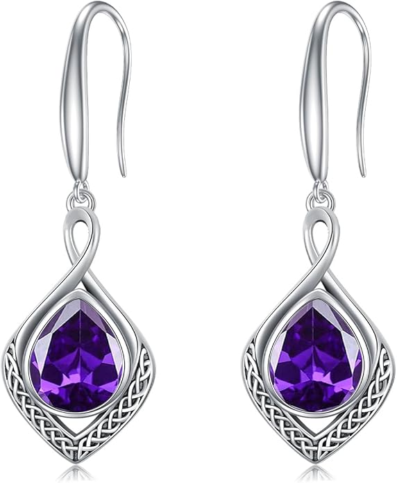 PELOVNY Celtic Knot Filigree Earrings for Women 925 Sterling Silver Moss Agate/Birthstone Infinity Earrings Birthday Christmas Jewelry Gifts for Mom Daughter Wife Sister