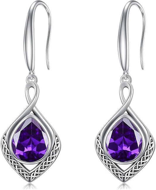 PELOVNY Celtic Knot Filigree Earrings for Women 925 Sterling Silver Moss Agate/Birthstone Infinity Earrings Birthday Christmas Jewelry Gifts for Mom Daughter Wife Sister