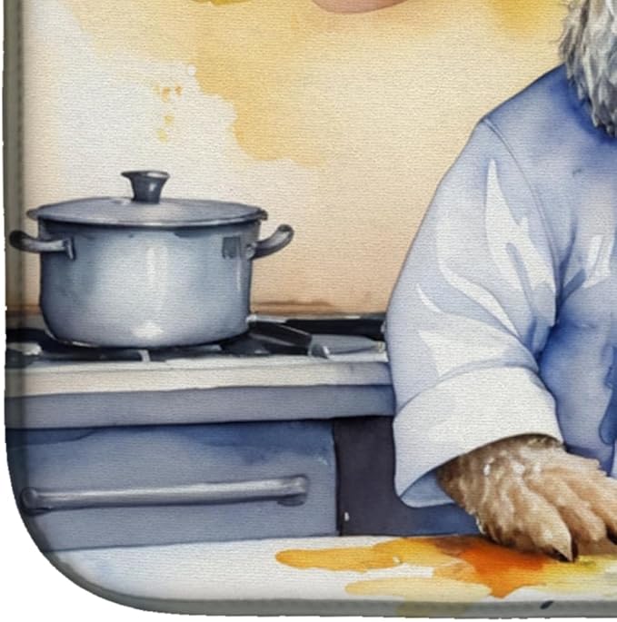 Caroline's Treasures DAC6274DDM Komondor The Chef Dish Drying Mat Absorbent Dish Drying Mat Pad for Kitchen Counter Dish Drainer Mat for Countertop, 14 x 21", Multicolor