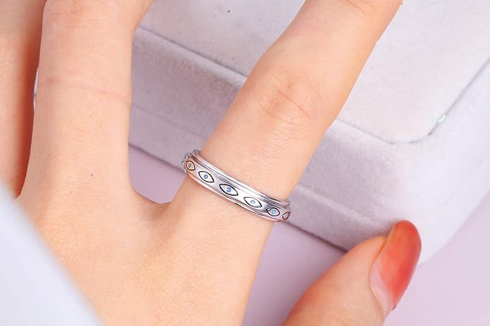 S925 Sterling Silver Spinner Fidget Anxiety Worry Relieving Boredom ADHD Autism Band Rings