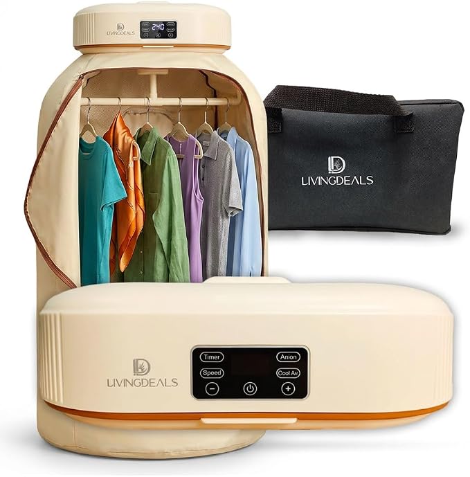 Portable Clothes Dryer for Travel – Compact Foldable Electric Drying Machine with Dry Bag & Timer – Fast-Drying for Apartments, RV, Dorm – Clothes, Underwear, Socks – Quiet & Energy Efficient