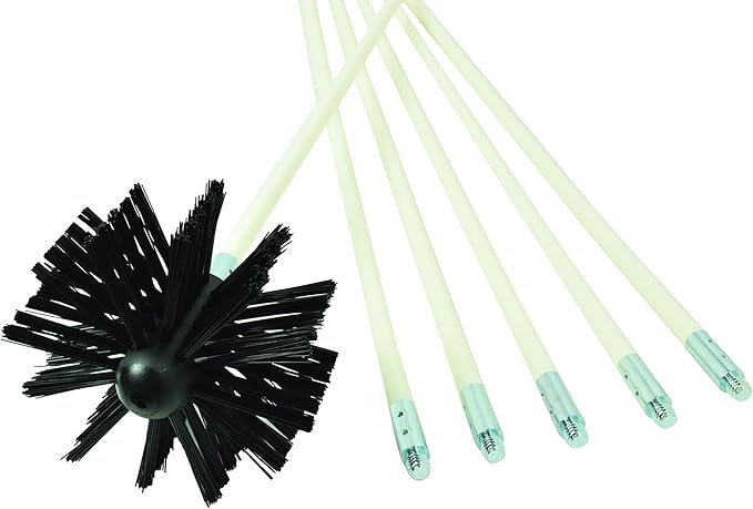 Deflecto DVBRUSH12K/6 Dryer Duct Cleaning Kit, Lint Remover, Extends up to 12 Feet, Synthetic Brush Head, Use with or without a Power Drill