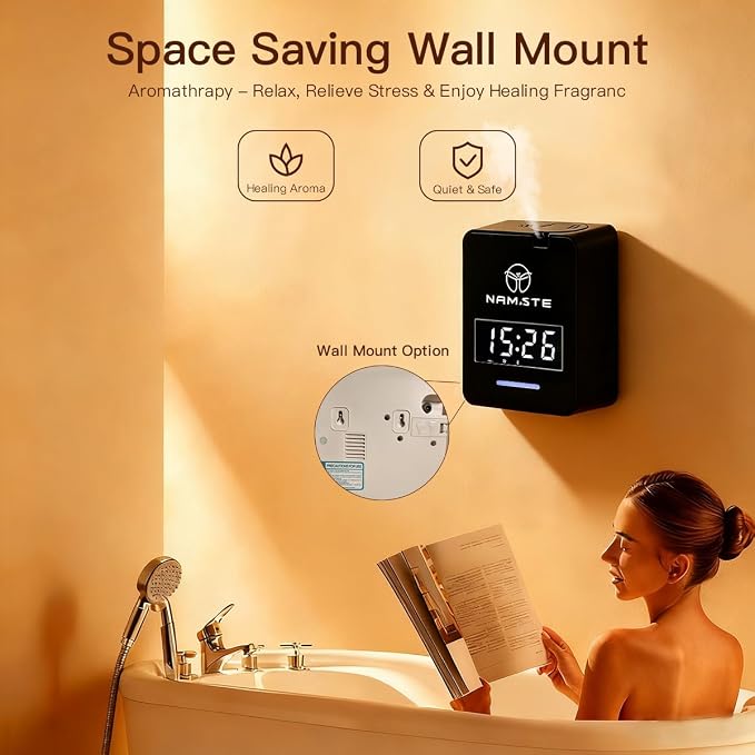 Smart HVAC Scent Machine, Covers 3000 Sq.Ft, Oil Level Monitoring | 300ML Waterless Essential Oil Diffuser, Cold Air Tech, Built-in Clock, for Home, Hotel, Office, Shopping Mall