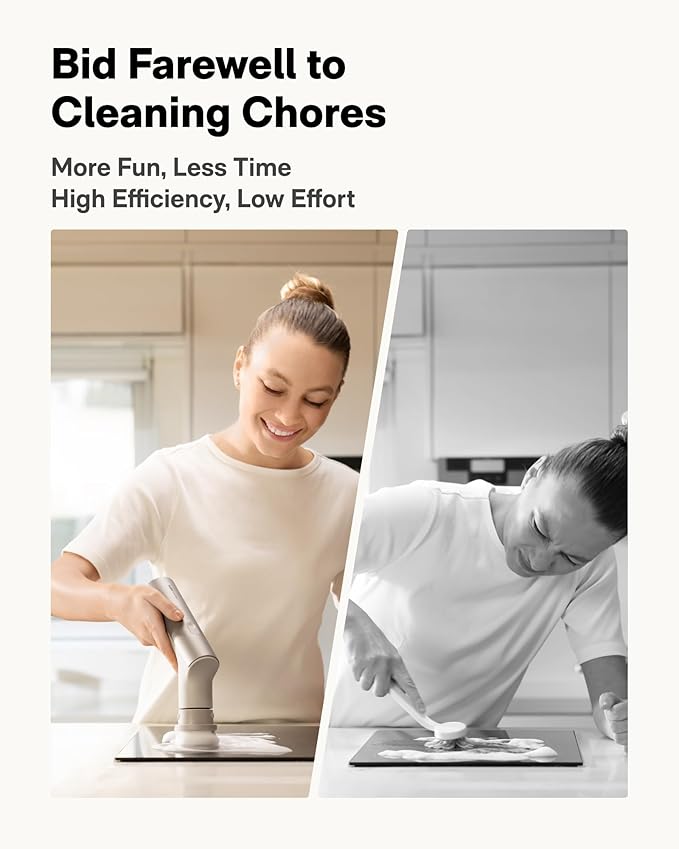 HOTO 9 Pcs Replacement Pads + HOTO Handheld Short-Handle Electric Spin Scrubber