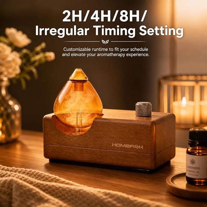 Waterless Essential Oil Diffuser No Water Needed, 2600mAh Cordless Rechargeable Aromatherapy Diffuser, 8H Wireless Scent Diffuser for Large Room, Portable Oil Diffuser for Home Office Yoga