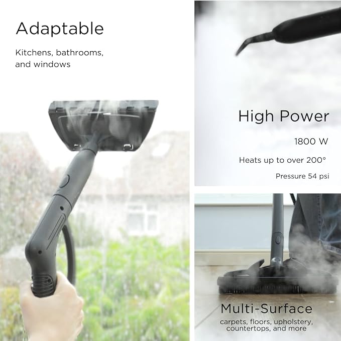 Ewbank 1800W Steam Cleaner, with attachments, Carpets, Tile, Floors, car, Upholstery, Bathroom, Kitchen, Windows, Grout
