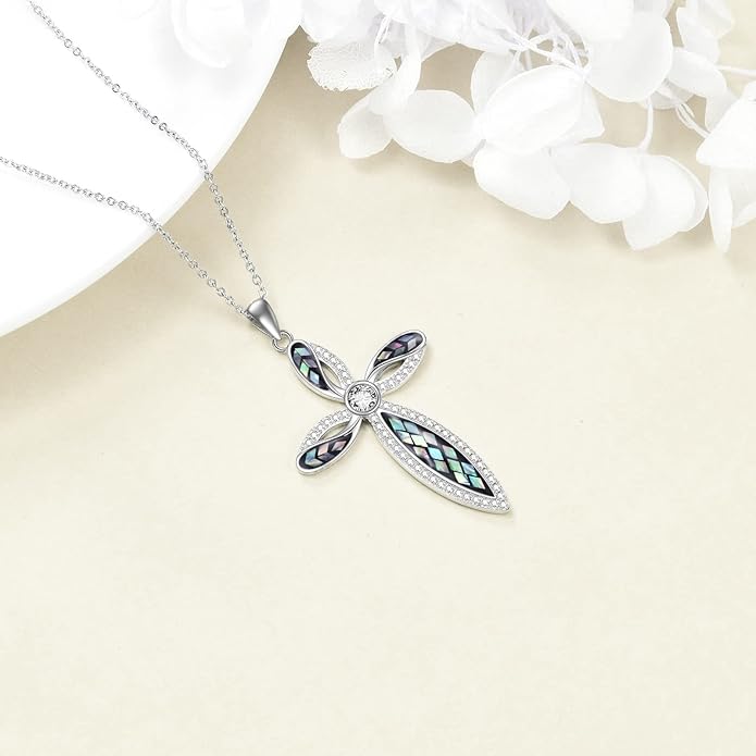 ONEFINITY Religious Cross Pendant Necklace Sterling Silver Origami Cross Pendant Gifts for Women Men Jewelry