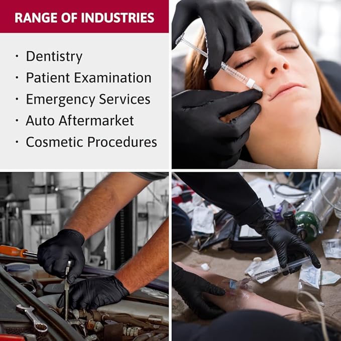 Ansell Microflex 93-732 Nitrile Disposable, Latex & Powder Free, Food Approved, Multi-Purpose, Medical & Industrial Protection, Latex Free, Single Use, Black, Size XS (100 Gloves)