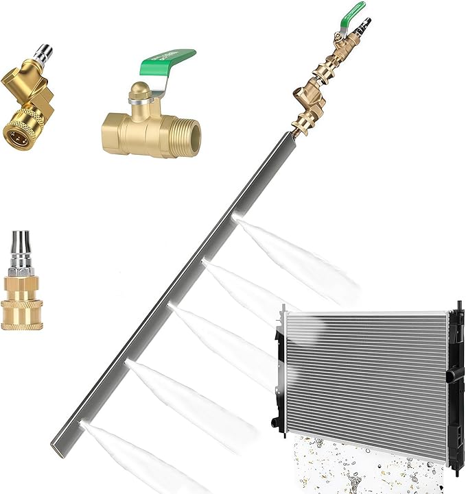 Pressure Radiator Cleaning Wand, 24''/32''/39'' Car Radiator Cleaner Wand Tool with Three 1/4'' Quick Coupler, Radiator Flush and Cleaner Tool, Home Car Truck Stainless Steel Power Washer Wand (32'')