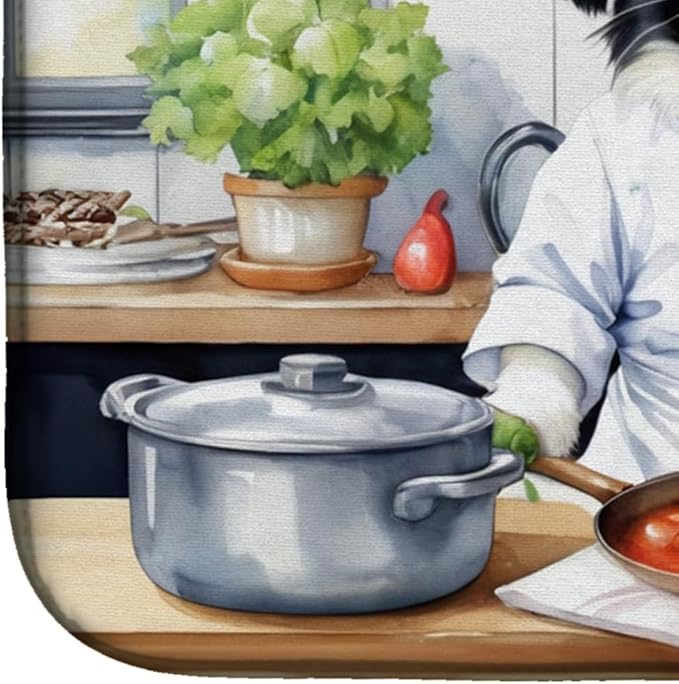 Caroline's Treasures DAC6271DDM Japanese Chin The Chef Dish Drying Mat Absorbent Dish Drying Mat Pad for Kitchen Counter Dish Drainer Mat for Countertop, 14 x 21", Multicolor