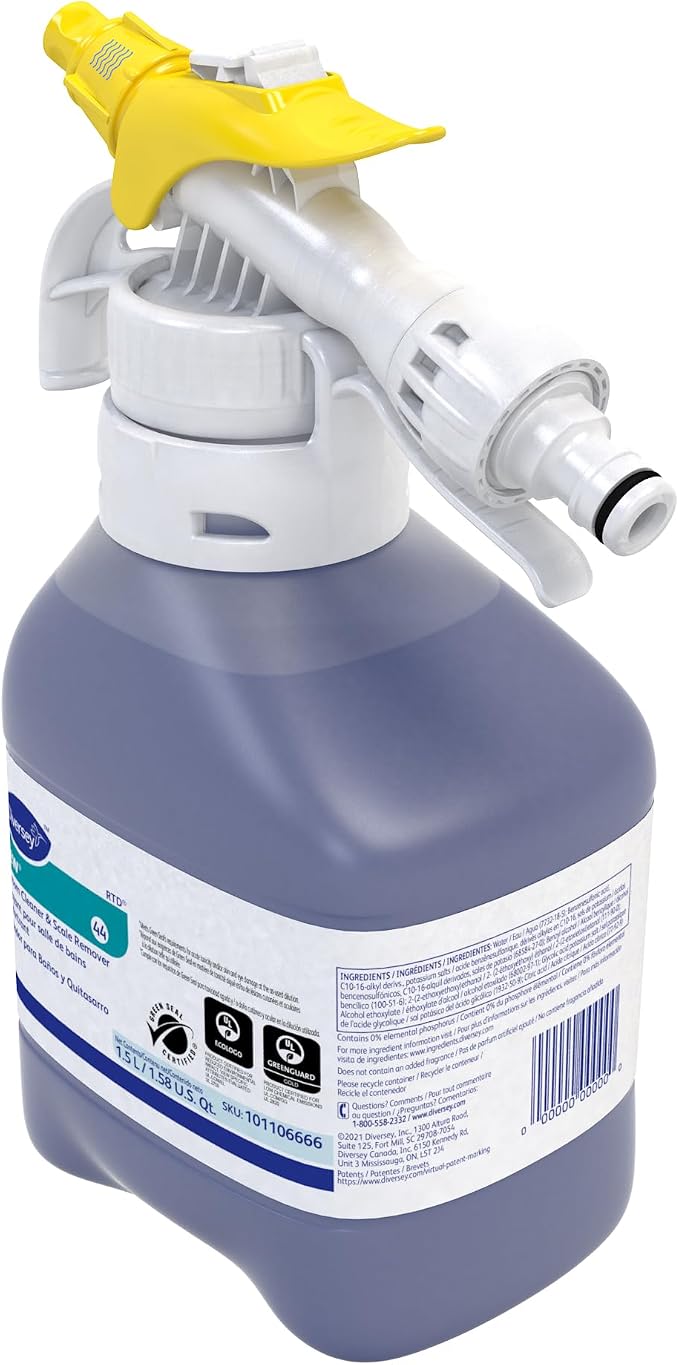 CREW Diversey 101106666 Bathroom Cleaner & Scale Remover, Professional Strength Liquid Concentrate, Ready-to-Dispense RTD, Fresh Scent, 1.5-Liter (Pack of 2)