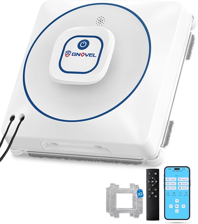 Window Cleaning Robot, 8000Pa Auto Window Cleaner with Intelligent Path Planning, 15-Stage Anti-Fall for High-Rise Glass, App & Remote Control, Hands-Free for Tile & Floor-to-Ceiling Windows