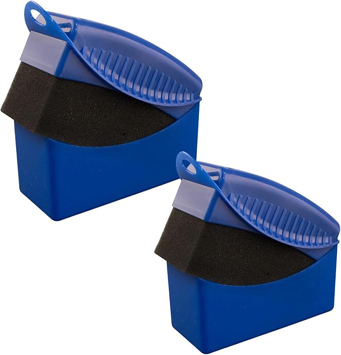 Car Tire Applicator Sponge Set of 2 Supplies Wheel Waxing Pad with Handle Fit for Easy Detailing Ergonomic Designs Reusable Tire Sponge (Blue)