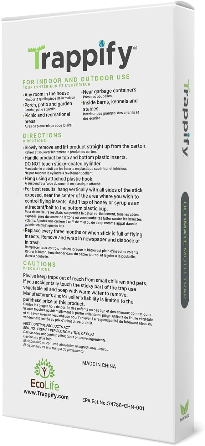 Trappify Adhesive Moth Traps for Clothes | Monitoring Pantry Moth Traps for House Indoor | Easy Setup Glue Trap for Kitchen, Cabinet, Cupboard, Storage Rooms (24 Pack)