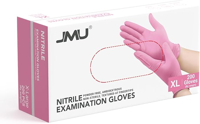 JMU 200 Nitrile Exam Gloves, 3.5Mil, Powder-Free Latex-Free Disposable Non-Sterile Protective Gloves, 1200/2000/4000 Count