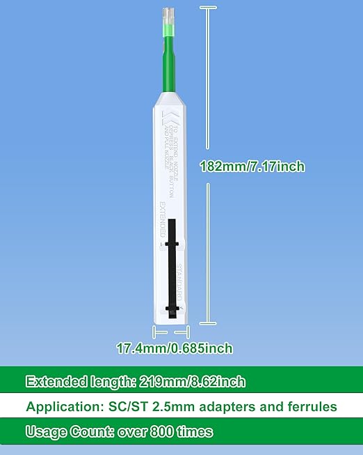 3PCS One Click Fiber Cleaner Pen, Fiber Optic Cleaning Pen, SC/FC/ST 2.5mm Ferrule Connectors Fiber Cleaner Over 800 Times with Added Protection Case