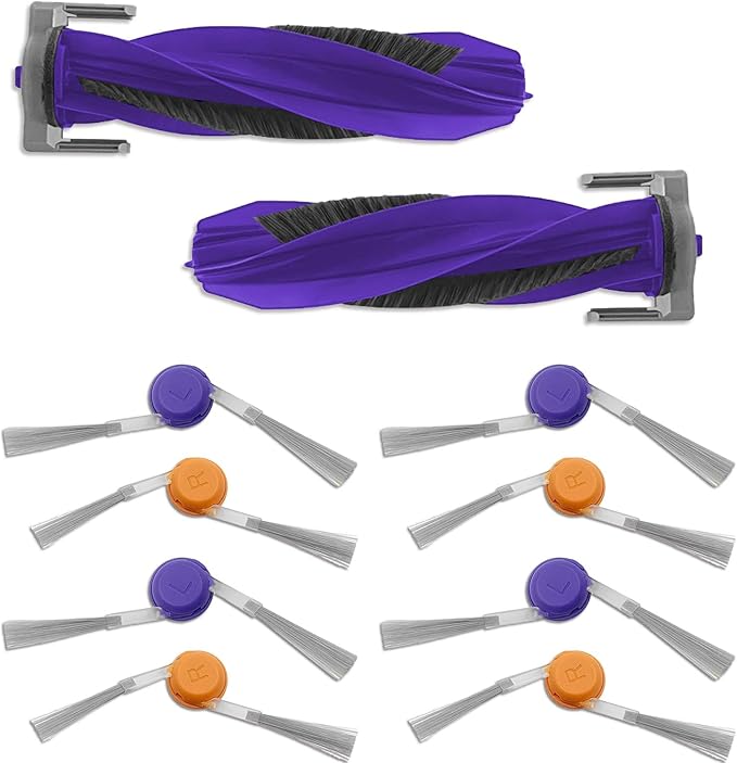 Replacement Parts for Narwal Freo Z10 / Freo Z10 Ultra Robot Vacuum Accessories – 2 Pack Main Brushes + 8 Pack Side Brushes (Brush Combo Set 2)