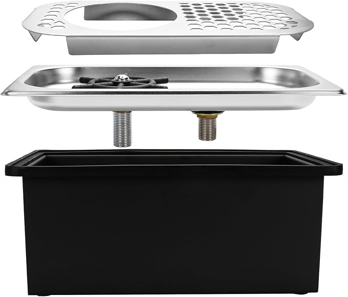 DIBTSA Pitcher Rinser with Base and Drip Tray, Stainless Steel Countertop Glass Rinser Cup Washer Sink with Side Spray,13.38" x 7.48" x 5.7", Silver B
