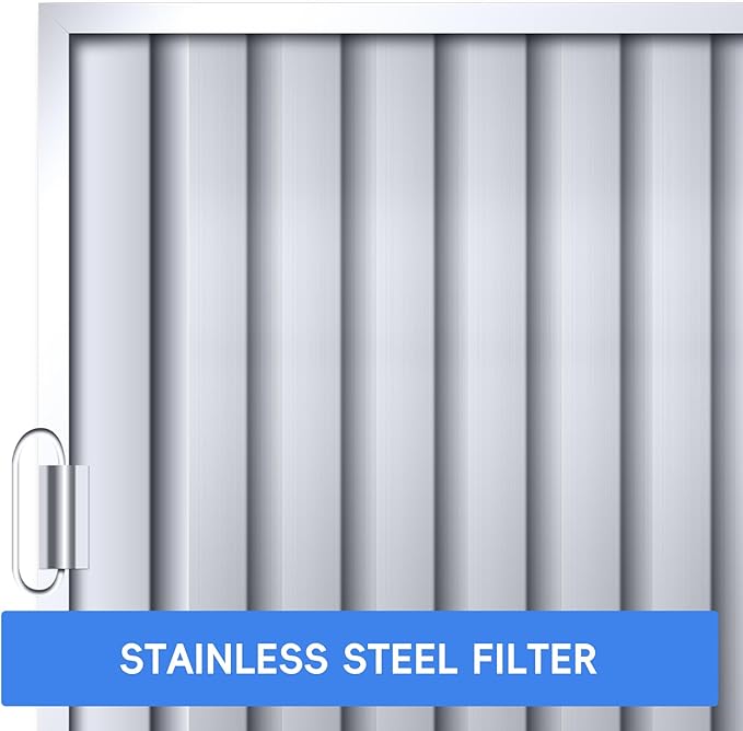 GAOMON Hood Filter 19.5W x 19.5H Inch, 5 Grooves Commercial Kitchen Range Hood Filter, 430 Stainless Steel, For Grease Rated Commercial Kitchen Exhaust Hoods, 6-Pack
