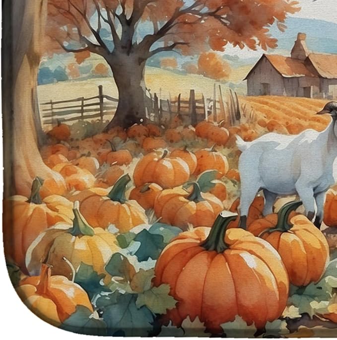 Caroline's Treasures Autumn Goats Dish Drying Mat Absorbent Dish Drying Mat Pad for Kitchen Counter Dish Drainer Mat for Countertop, 14 x 21", Multicolor