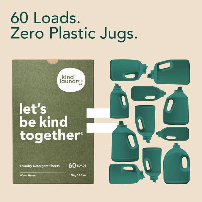 Kind Laundry Detergent Sheets – 60 Loads Amber Rouge EWG Verified, No Residue After Wash, Eco Plastic-Free Liquidless Laundry Soap, Non-Toxic Formula, for Sensitive Skin, Travel & Dorm Friendly