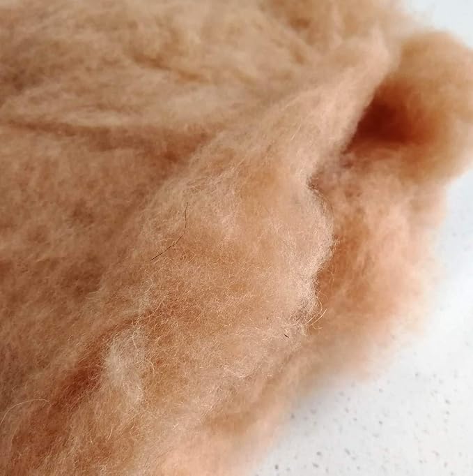 Super Clean Fine Camel Wool Fiber Filler Cloud for Stuffing, Needle Felting, Spinning,Blending and Dryer Balls, Carded,Un-Dyed,Natural Brown, 19 Micron (1lb)