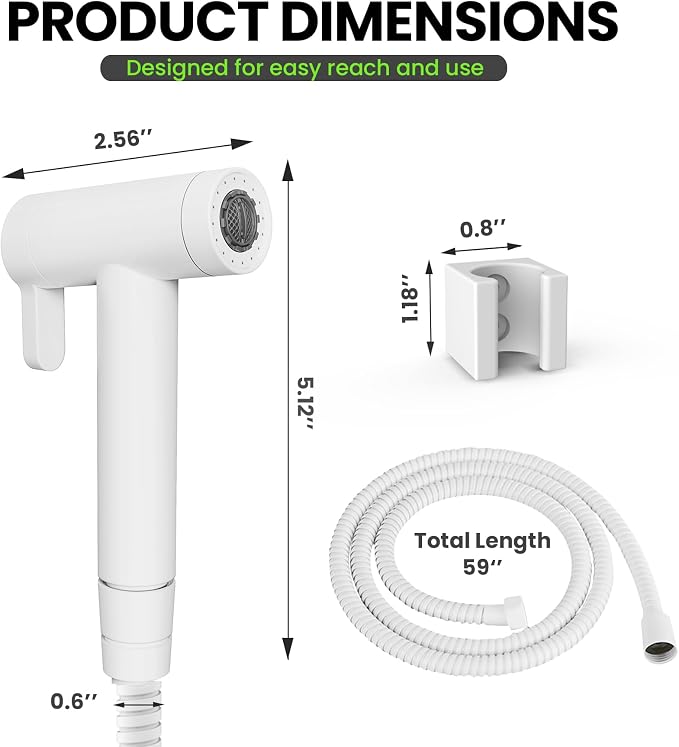 RV Bidet Sprayer – All Metal, RV Handheld Bidet with Water Hose & RV Fitting, Wall-Mount Toilet Sprayer for Motorhomes, Fifth Wheels, Trailers & Campers Toilet (WallMount)