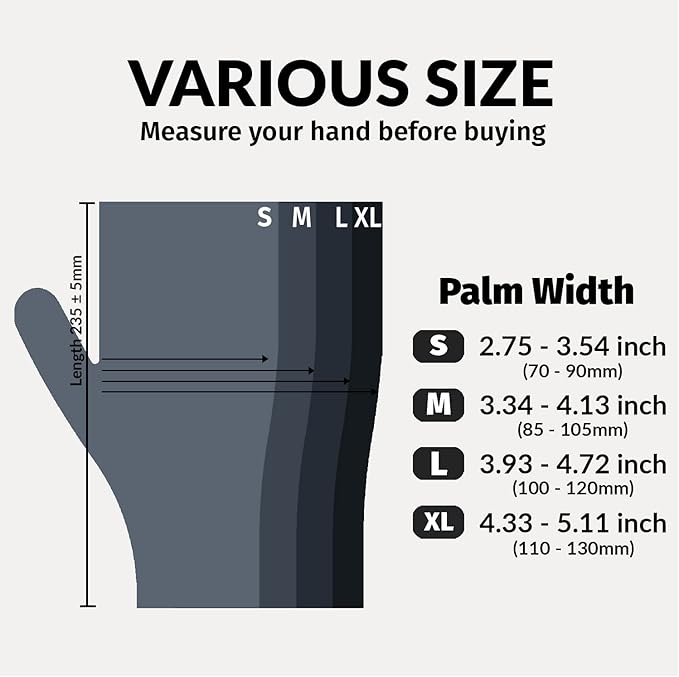 Klex Nitrile Exam Gloves - Medical Grade, Powder Free, Latex Rubber Free, Disposable, Food Safe