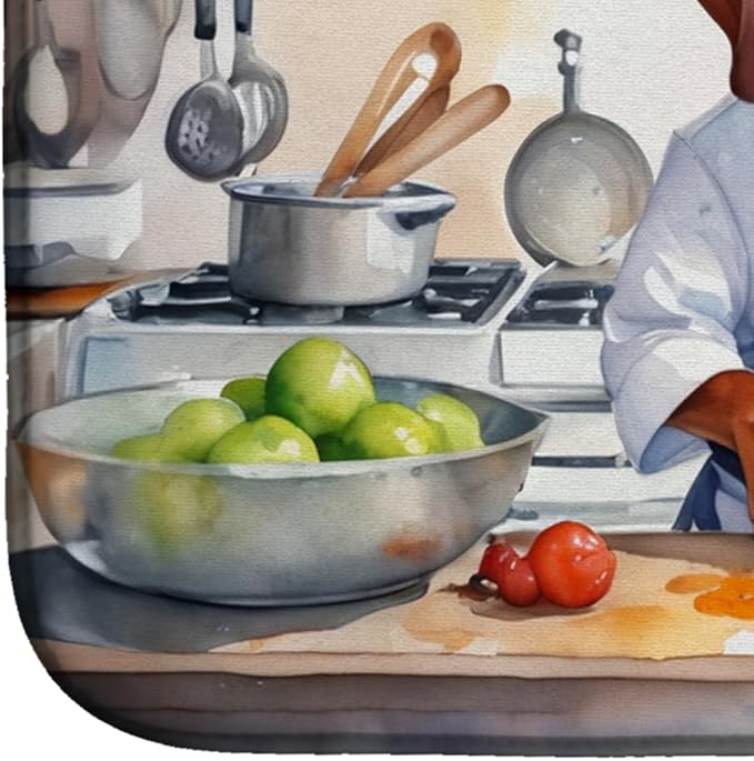 Caroline's Treasures DAC6314DDM Redbone Coonhound The Chef Dish Drying Mat Absorbent Dish Drying Mat Pad for Kitchen Counter Dish Drainer Mat for Countertop, 14 x 21", Multicolor