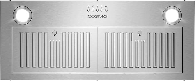 COSMO COS-30IRHP 30 in. Lumin Collection 380 CFM Ducted Insert Range Hood, Button Controls, LED Lights, Stainless Steel