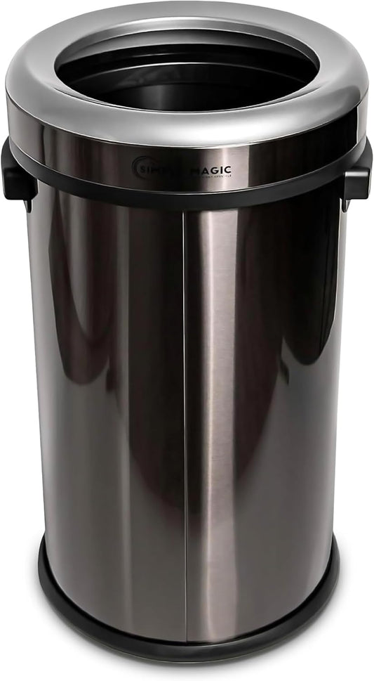 65 Liter / 17 Gallon Open Top Trash Can, Elegant Black Finish