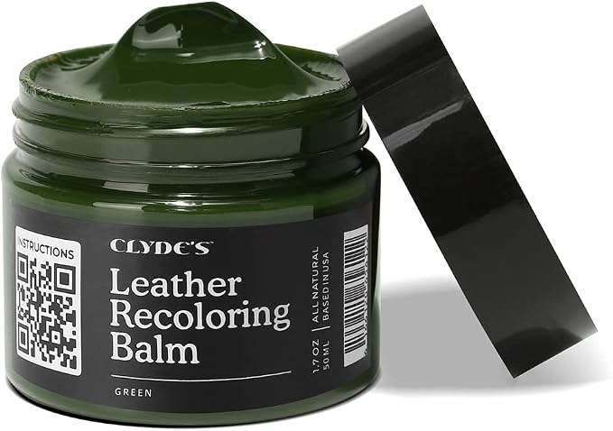 Clyde's™ Leather Company Leather Recoloring Balm – Color Restore & Scratch Repair Kit for Faded Leather Furniture, Car Seats, Sofa & Vinyl | 23 Colors | Non-Toxic Dye