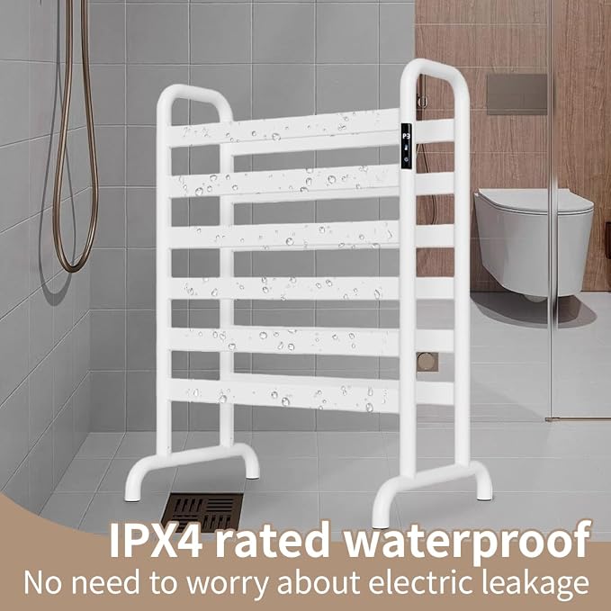 Towel Warmer Rack, Heated Towel Racks for Bathroom, with Timer and Temperature Adjustment, Overheat Protection Function, 12 Heating Rods, Large Free-Standing Suitable for Bathroom, Bedroom