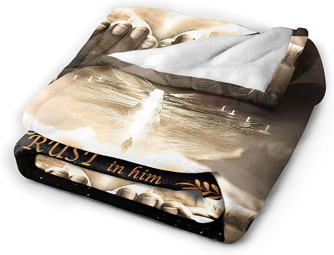 Tijuboni Christian Throw Blanket God Religious Gifts for Women Men Girls Boys Kids Adults Soft Flannel Fleece Blanket for Couch Sofa Bed Home Decor 50"x60"