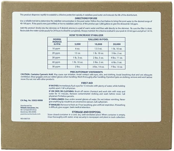 SpaChoice 32-Pounds Premium Pool Stabilizer and Conditioner, Concentrated Cyanuric Acid for Pools, Helps Chlorine Last Longer