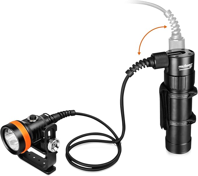 ORCATORCH D630 V2.0 4600 Lumen 5 Imported LED Primary Canister Dive Light with 7° Super Focus Beam, Straight/Side Mounted and Backmount Technical Diving Flashlight, for Cave Wreck Night Diving