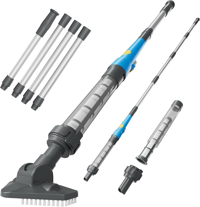 Pool Vacuum for Above Ground Pool & Hot Tub Vacuum, Cordless Pool Cleaner with 60 Mins Running Time, Rechargeable Stick Lightweight Spa Vac, Ideal for Fast Sand & Debris Removal in All Pool Types